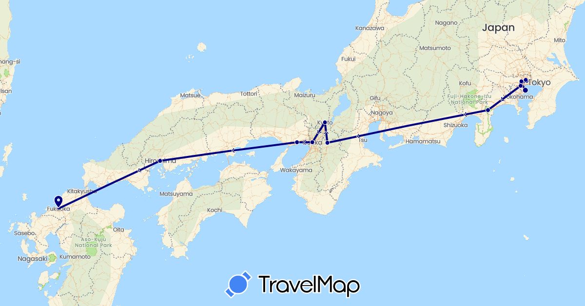 TravelMap itinerary: driving in Japan (Asia)